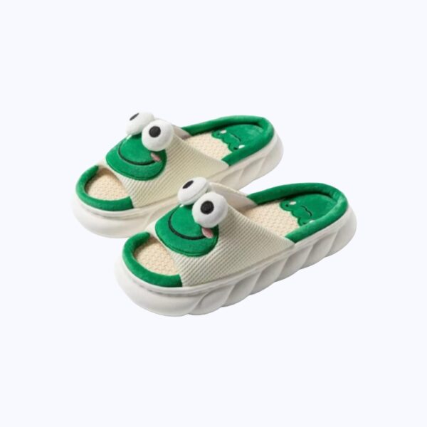 Frog Slippers For Women Men Cartoon Animal Cotton Slippers Fuzzy Plush Slides Winter Warm House Slippers